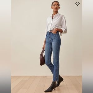 Reformation Liza Ultra High Rise Straight Jeans in Icarian